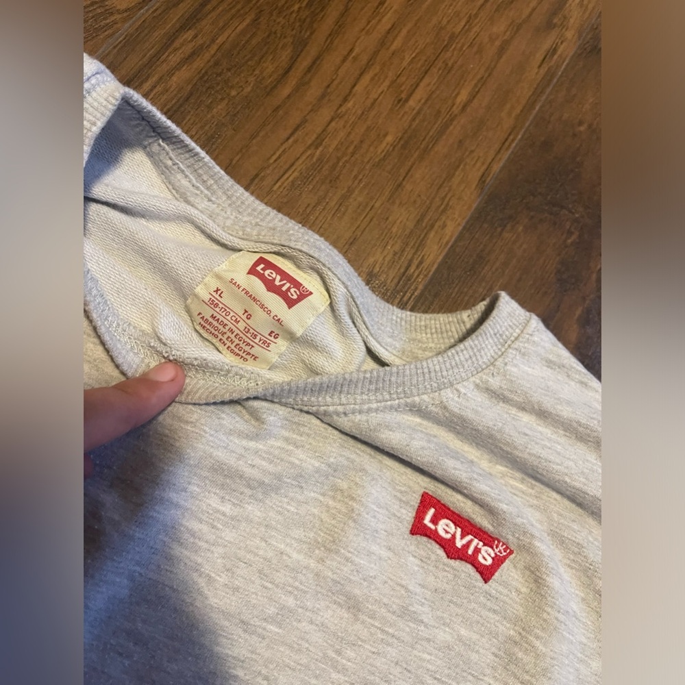 Levi’s long puffed sleeved shirt grey crewneck pullover light sweater - Picture 5 of 5